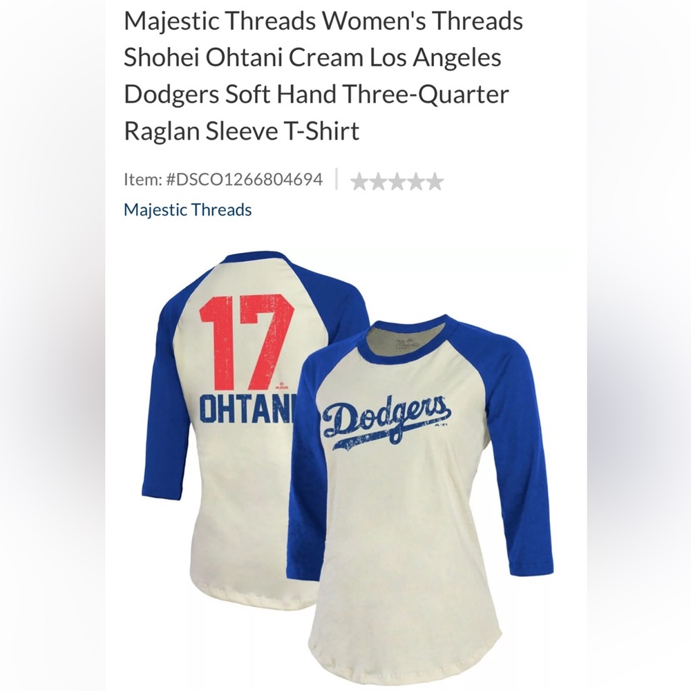 Vintage Majestic Threads Shohei Ohtani Cream Los Angeles Dodgers - Picture 5 of 9